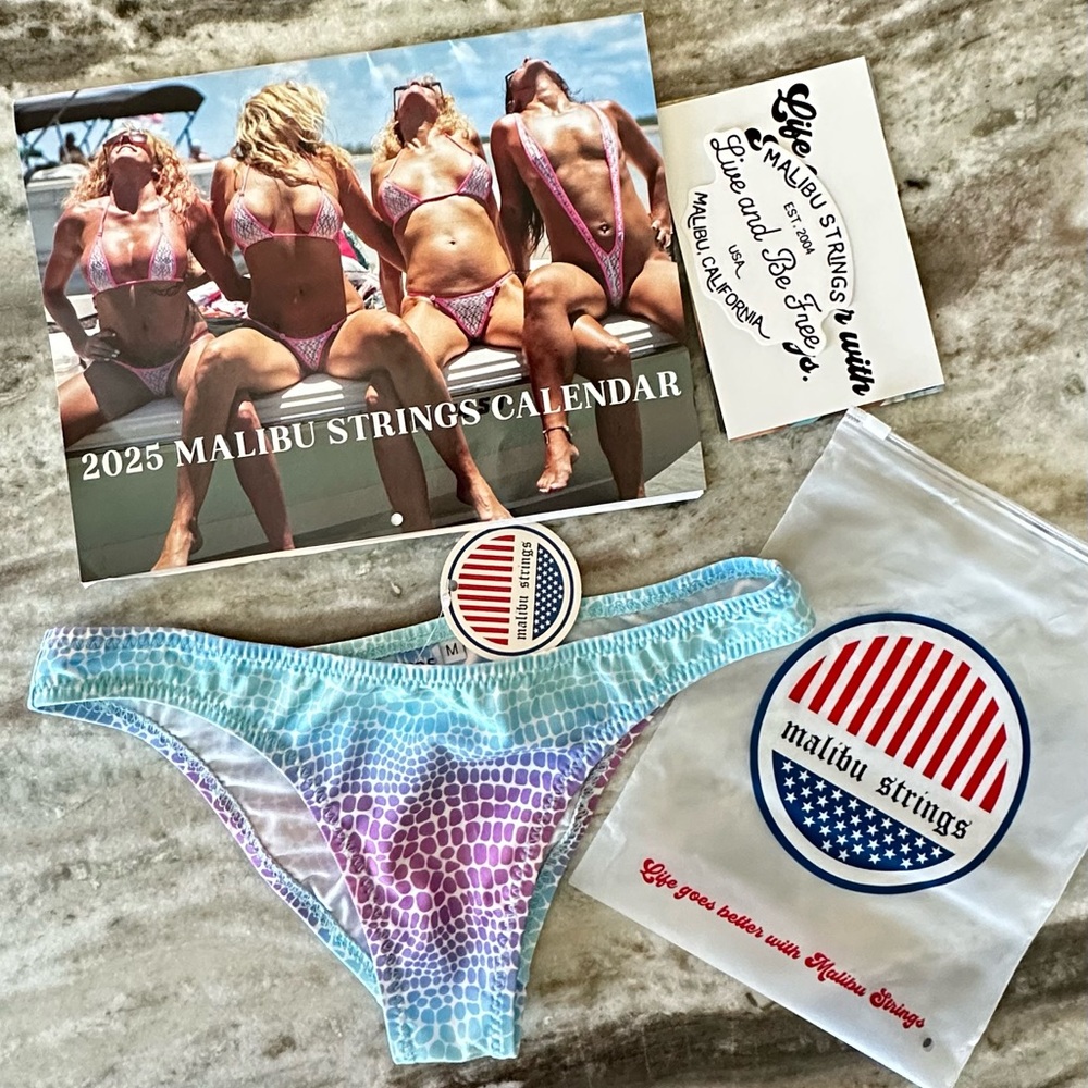 Malibu Strings Blue and Purple Bikini Bottom